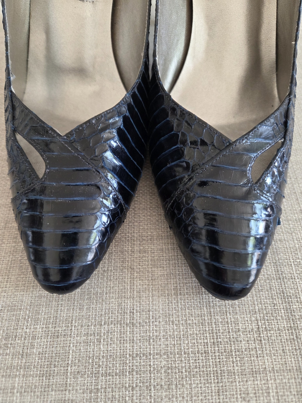 J. Renee Navy Textured Pointed-Toe Pumps - Picture 12 of 12
